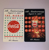 USA UNITED STATES America Prepaid Telecard Phonecard, World Of Coke 5th Anniversary Coca Cola, Set Of 2 Mint Cards - Sonstige & Ohne Zuordnung