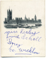 Houses Of Parliament, Unposted Court Card Referencing ‘Miss Healey’, Bray - Houses Of Parliament