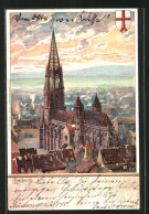 Künstler-AK Heinrich Kley: Freiburg, Blick Zur Kirche  - Kley