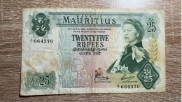Mauritius ，25 Rupees，1967，pick 32b，VF Condition - Mauritius
