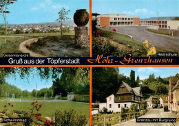 73914872 Hoehr-Grenzhausen Panorama Realschule Schwimmbad Grenzau Mit Burgruine - Hoehr-Grenzhausen