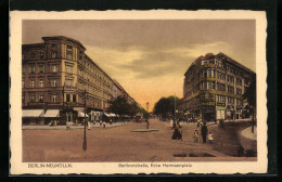 AK Berlin-Neukölln, Berlinerstrasse Ecke Hermannplatz Bei Abendstimmung  - Neukoelln