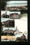 AK Heiden, Ev. Kirche, Schulhaus, Hotel Krone, Kurhalle - Heiden