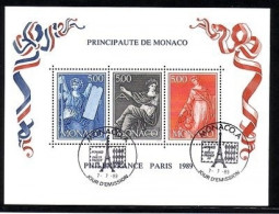 MONACO BLOCK 45 GESTEMPELT PHILEXFRANCE '89 PARIS - Blocks & Kleinbögen