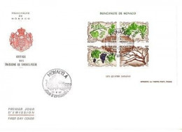 MONACO BLOCK 36 FDC DIE VIER JAHRESZEITEN (V) WEINREBE - Blocks & Kleinbögen