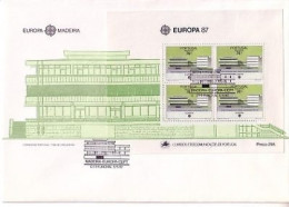 MADEIRA BLOCK 8 FDC EUROPA 1987 MODERNE ARCHITEKTUR - 1987