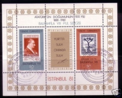 TÜRKEI BLOCK 20 GESTEMPELT(USED) BALKANPHILA VIII 1981 MARKE AUF MARKE - Hojas Bloque