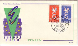 ITALIEN MI-NR. 1016-1017 FDC EUROPA CEPT 1958 TAUBE STEMPEL ROMA - 1958