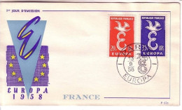 FRANKREICH MI-NR. 1210-1211 FDC EUROPA CEPT 1958 TAUBE - 1958
