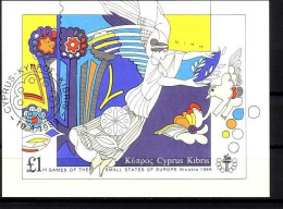 ZYPERN BLOCK 14 GESTEMPELT(USED) SPORTSPIELE DER KLEINSTAATEN 1989 - Used Stamps