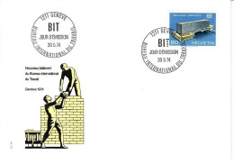 SCHWEIZ BIT MI-NR. 104 FDC ILO GEBÄUDE GENF 1974 - ILO