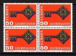 LIECHTENSTEIN MI-NR. 495 POSTFRISCH(MINT) 4er Block EUROPA 1968 - KREUZBARTSCHLÜSSEL - 1968