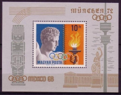 UNGARN BLOCK 69 A POSTFRISCH(MINT) OLYMPISCHE SOMMERSPIELE 1968 + 1972- HERMES - Blokken & Velletjes