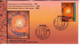 UNO WIEN MI-NR. 302 FDC INTERNATIONALES JAHR DER DANKSAGUNG 2000 BUNTGLASFENSTER - FDC