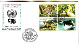 UNO WIEN MI-NR. 303-306 FDC GEFÄHRDETE ARTEN 2000 LEOPARD HIRSCH WAL LÖFFLER - FDC