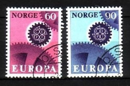 NORWEGEN MI-NR. 555-556 O EUROPA 1967 - ZAHNRÄDER - 1967