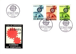 PORTUGAL MI-NR. 1026-1028 FDC CEPT 1967 ZAHNRÄDER - 1967