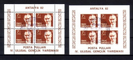 TÜRKEI BLOCK 22 A + B GESTEMPELT JUGENDBRIEFMARKENAUSSTELLUNG ANTALYA '82 - Hojas Bloque