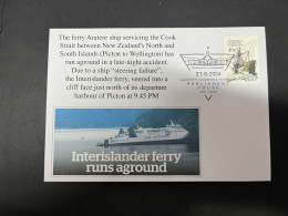 23-6-2024 (93) Interislander Ferry Runs Aground (North To South Island Ferry In New Zealand) Sail Ship Stamp - Sonstige (See)