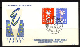 BELGIEN MI-NR. 1117-1118 FDC EUROPA CEPT 1958 (P62) - 1951-1960