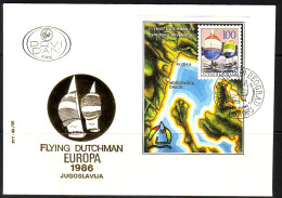 JUGOSLAWIEN BLOCK 28 FDC SEGEL EM 1986 FLYING DUTCHMAN SEGELBOOTE - Vela