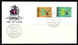 ISLAND MI-NR. 395-396 FDC EUROPA 1965 ZWEIG - 1965