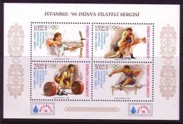 TÜRKEI BLOCK 31 POSTFRISCH(MINT) 100 JAHRE OLYMPISCHE SPIELE DER NEUZEIT RINGEN HÜRDENLAUF BOGENSCHIESSEN GEWICHTHEBEN - Hojas Bloque