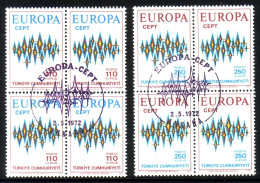 TÜRKEI MI-NR. 2253-2254 O 4er BLOCK EUROPA 1972 - STERNE - 1972