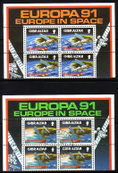 GIBRALTAR MI-NR. 613-614 O 4er BLOCK EUROPA 1991 - EUROPÄISCHE WELTRAUMFAHRT - 1991