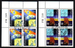 FÄRÖER MI-NR. 215-216 O 4er BLOCK EUROPA 1991 - EUROPÄISCHE WELTRAUMFAHRT - 1991