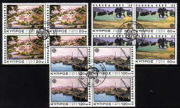 ZYPERN MI-NR. 464-466 GESTEMPELT(USED) 4er BLOCK EUROPA 1977 LANDSCHAFTEN GEMÄLDE - 1977