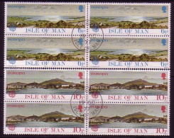 ISLE OF MAN MI-NR. 95-96 O 4er BLOCK EUROPA 1977 - LANDSCHAFTEN - 1977