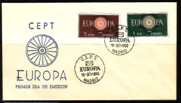 SPANIEN MI-NR. 1189-1190 FDC EUROPA CEPT 1960 WAGENRAD - FDC