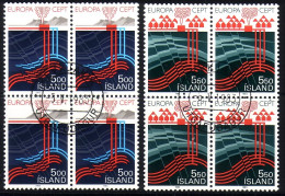 ISLAND MI-NR. 598-599 GESTEMPELT(USED) 4er BLOCK EUROPA 1983 GROSSE WERKE ERDWÄRME - 1983