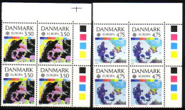 DÄNEMARK MI-NR. 1000-1001 POSTFRISCH(MINT) 4er BLOCK EUROPA 1991 - EUROPÄISCHE WELTRAUMFAHRT - 1991