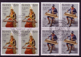 ISLAND MI-NR. 632-633 GESTEMPELT(USED) 4er BLOCK EUROPA 1985 JAHR DER MUSIK - 1985