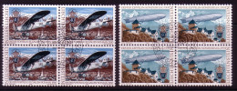 LIECHTENSTEIN MI-NR. 723-724 GESTEMPELT(USED) 4er BLOCK EUROPA 1979 POSTWESEN FLUGZEUG ZEPPELIN - 1979