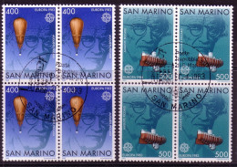 SAN MARINO MI-NR. 1278-1279 GESTEMPELT(USED) 4er BLOCK EUROPA 1983 GROSSE WERKE STRATOSPHÄRENBALLON BATHYSCAPH - 1983