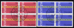 ISLAND MI-NR. 451-452 GESTEMPELT(USED) 4er BLOCK EUROPA 1971 KETTE - 1971