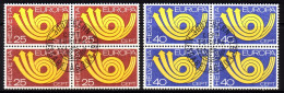 SCHWEIZ MI-NR. 994-995 GESTEMPELT(USED) 4er BLOCK EUROPA 1973 POSTHORN - 1973