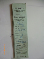 Carnet Biglietti "F.S. CLASSE 1  POSTO OCCUPATO TORINO P.N. - PARIS" 1961 - Europe