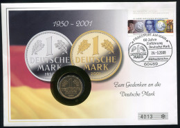 Bund Numisbrief 60 Jahre Einführung Der Deutschen Mark - 1 DM Vergoldet  - Enveloppes Numismatiques