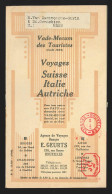 Livret "Voyages Suisse - Italie - Autriche" (Vade-Mecum Des Touristes) Aff. Mécanique 5c De Bruxelles /1930 Pour Mons - Storia Postale