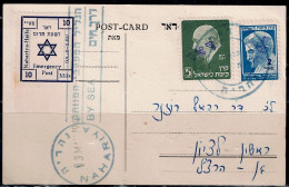 ISRAEL 1948 MINHELET HA`AM POSTCARD SENT FROM NAHARIA IN 13/5/48 TO RISHON LEZION WITH LOCAL STAMP FROM NAHARIYA VF!! - Cartas & Documentos