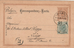 Autriche Entier Postal Wien Pour La Belgique 1892 - Postcards