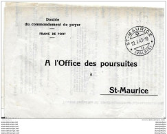 52 - 39 - Commandement De Payer Avec Superbe Cachet à Date St Maurice (Valais) 1947 - Covers & Documents