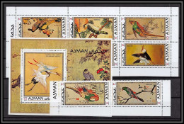 Ajman - 2638b N°809/816 A Bloc N°273 A HOKUSAI Cigogne Crane Stork Oiseaux Birds Peinture Tableaux Paintings ** MNH - Ooievaars