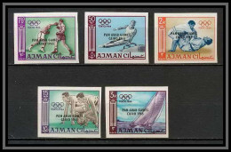 Ajman - 2533 N°53/57 I B Surcharge Overprint Pen Arab Jeux Olympiques Olympic Games Tokyo 1964 Non Dentelé ** MNH Imperf - Zomer 1964: Tokyo