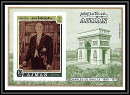 Ajman - 2513a/ Bloc N°321 B De Gaulle Non Dentelé Imperf ** MNH Arc De Triomphe Paris - De Gaulle (Général)