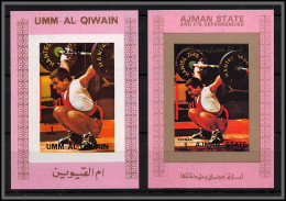 Ajman - 2748b/ N°2605 Weightlifting Haltérophilie Deluxe Bloc ** MNH Rose Pink Jeux Olympiques Olympics +umm Al Qiwain - Gewichtheffen